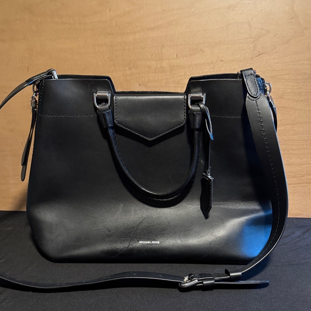 Michael Kors Black Leather Satchel with Shoulder Strap